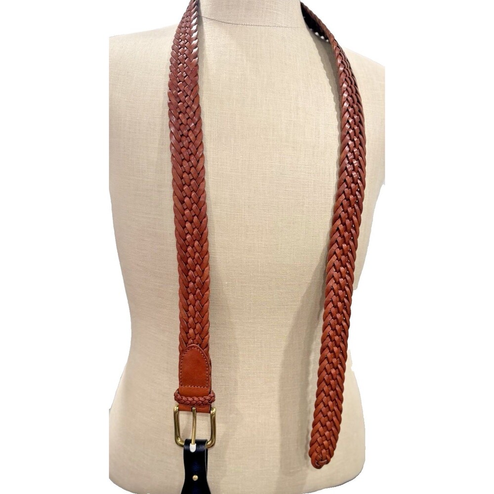 Polo Ralph Lauren Mens Tan Leather Belt 40 Braided NWT - Picture 9 of 13